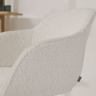 Niva-Mare draaibare tulp eetkamerstoel bouclé beige - beige onderstel