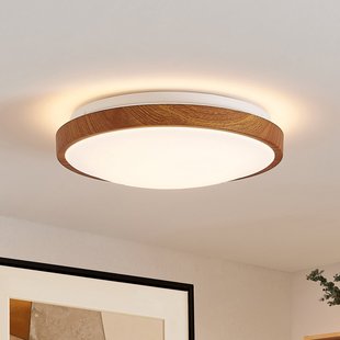 Mynte LED plafondlamp, Ø30cm, houtlook, kunststof Lindby - Woonkamer - Modern - Rond