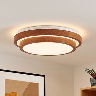 Vaako LED plafondlamp, metaal, houtlook Lindby - Werkkamer / Kantoor - Modern - Kunststof - Rond
