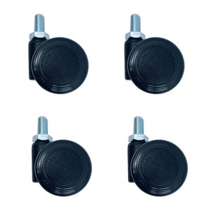 Meubelwiel zwart rond Ø 3,5 cm en hoogte 3,5 cm van massief kunststof (M8) - 4 stuks