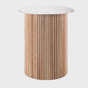 Ronde kolom rib tafelpoot van onbehandelde eiken ø 60 cm en hoogte 72 cm