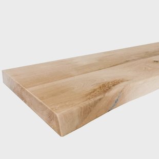 Wandplank eiken boomstam 80 bij 30 cm van 4 cm dik massief hout met voorkant boomstam rand