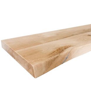 Wandplank eiken boomstam 120 bij 30 cm van 4 cm dik massief hout met voorkant boomstam rand