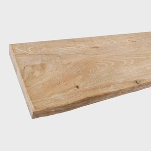 Wandplank elmwood 120 bij 19,5 cm van 4 cm dik massief iepenhout met boomstam rand