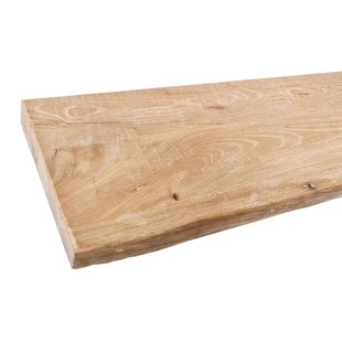 Wandplank elmwood 100 bij 24,5 cm van 4 cm dik massief iepenhout met boomstam rand