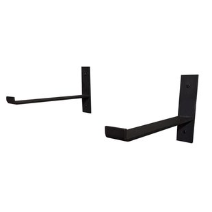 Massief stalen muurbeugel zwart 4 bij 21 cm en hoogte 15 cm - Set van 2 stuks