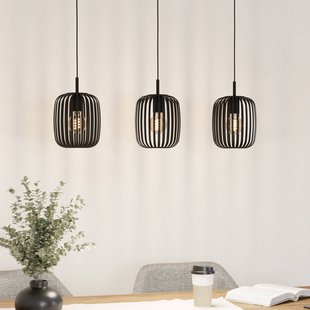 EGLO Hanglamp Romazzina, zwart, lengte 90 cm, 3-lamps, metaal