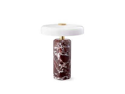 DESIGN BY US Trip LED oplaadbare tafellamp, rood / wit, marmer, glas, IP44