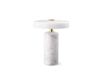DESIGN BY US Trip LED oplaadbare tafellamp, wit / wit, marmer, glas, IP44