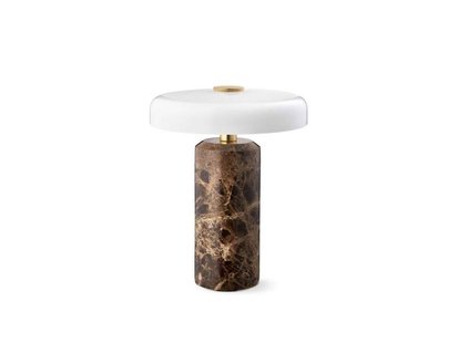 DESIGN BY US Trip LED oplaadbare tafellamp, bruin / wit, marmer, glas, IP44