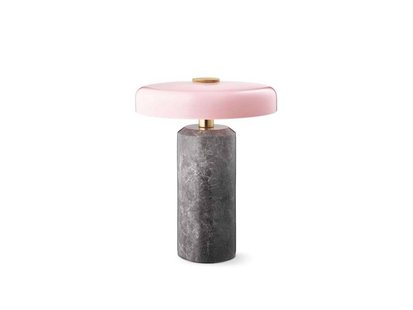 DESIGN BY US Trip LED oplaadbare tafellamp, grijs / roze, marmer, glas, IP44