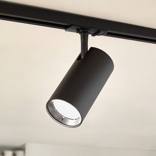 Lindby LED-railspot Linaro, zwart, Ø 7 cm, aluminium, CCT