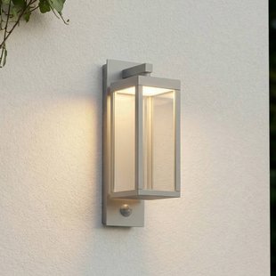 Lucande LED buiten wandlamp Ferdinand, steengrijs, met sensor