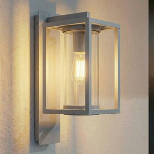 Lucande buitenwandlamp Ferda, fitting aan de onderkant, lichtgrijs, IP44