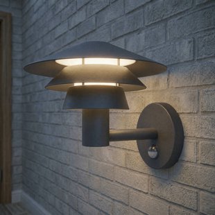 Lucande LED buiten wandlamp Montaro, antraciet, IP54 met sensor