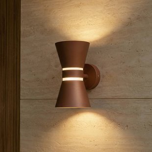 Lucande LED buiten wandlamp Meravi, bruin, 2-lamps, IP44