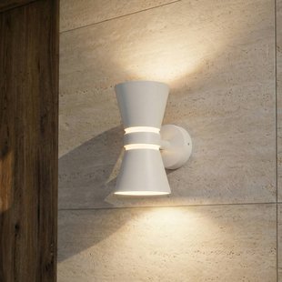Lucande LED buiten wandlamp Meravi, wit, 2-lamps, IP44