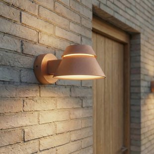 Lucande LED buiten wandlamp Moena, bruin, metaal, IP44