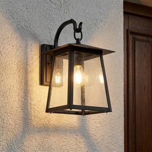 Lucande buitenwandlamp Xavon, zwart, lantaarn, E27, IP44