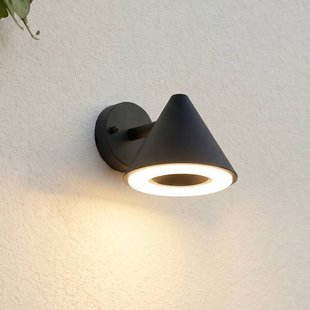 Lindby LED buiten wandlamp Soran, zwart, metaal, IP44