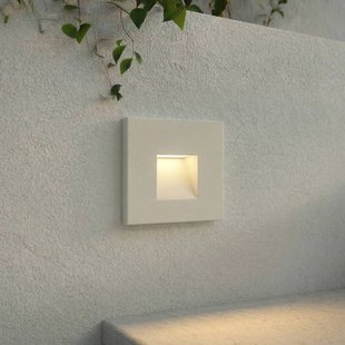 Lindby LED wand inbouwlamp Alune, wit, hoekig, 8x8 cm, IP65