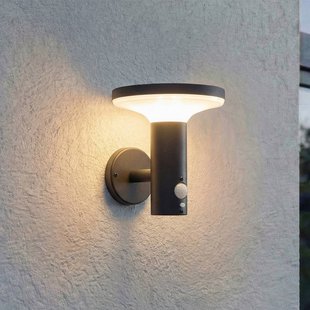 PRIOS LED-zonne-wandlamp Kalen, 17 cm, zwart, met sensor