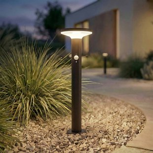 PRIOS LED-zonne-energie-plintlamp Kalen, zwart, 50 cm, sensor
