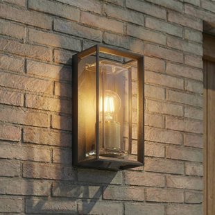 Arcchio buitenwandlamp Ismera, antraciet/messing E27, IP65
