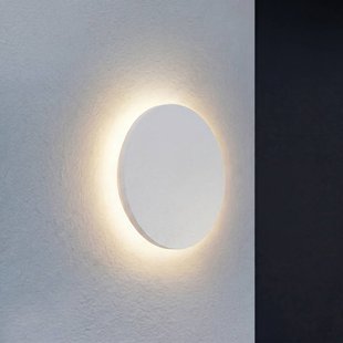 Lindby LED buiten wandlamp Selinel, wit, Ø 23 cm, huisnummer