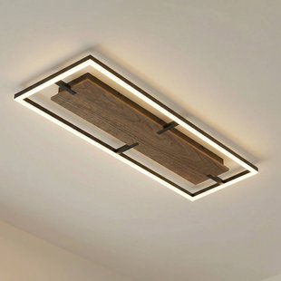 Lucande LED plafondlamp Vectra, 100 x 30 cm, hout, dimbaar