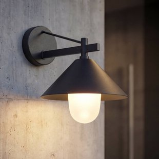 Lucande buitenwandlamp Kiyogi, zwart, 31 cm, E27, IP65