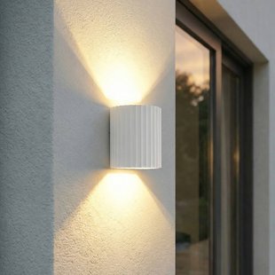 Lindby LED buiten wandlamp Ralino, wit, 2-lamps, IP65
