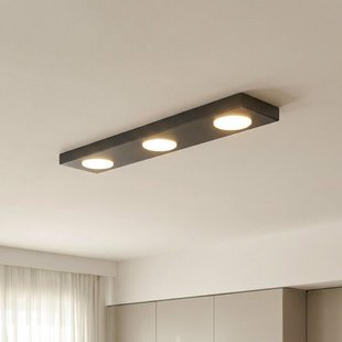 SIGMA Plafondlamp Hero, zwart, 55 x 12 cm, 3-lamps, metaal, GX53