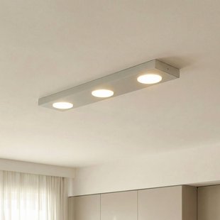SIGMA Plafondlamp Hero grijs-beige, 55 x 12 cm, 3-lamps, metaal GX53