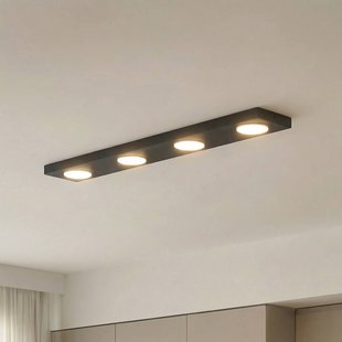 SIGMA Plafondlamp Hero, zwart, 4-lamps, 75 x 12 cm, metaal, GX53