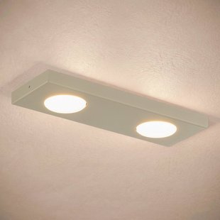 SIGMA Plafondlamp Hero, grijs-beige, 2-lamps, 35 x 12 cm, metaal, GX53