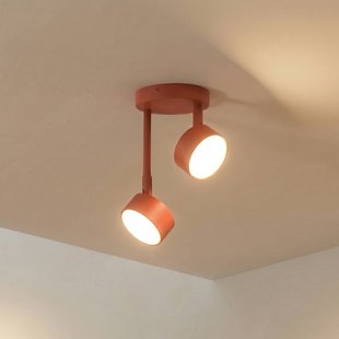 SIGMA Plafondspot Nemo, 2-lamps, rood, beweegbaar, GX53