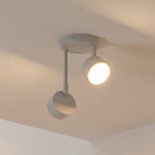 SIGMA Plafondspot Nemo, 2-lamps, grijs-beige, beweegbaar, GX53