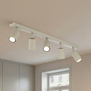 SIGMA Plafondspot Zoom, 5-lamps, grijs-beige, staal, GU10