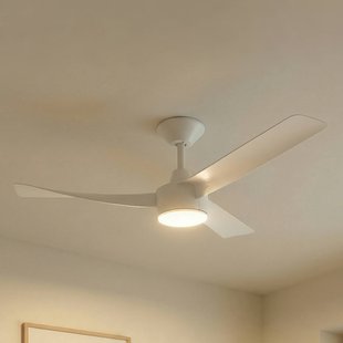Lucande LED plafondventilator Airona, wit, gelijkstroom, stil, dimbaar.