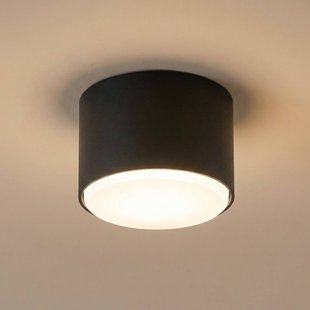 SIGMA Plafondlamp Tubo S, zwart, staal, Ø 8 cm, GX53