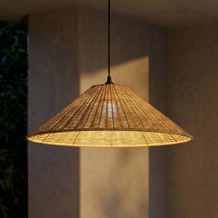 Lucande buiten hanglamp Taniola, 1-lamp, conisch, Ø 60 cm