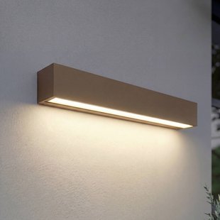 Lucande LED buiten wandlamp Lengo, 50 cm, bruin, naar beneden gericht, 3000 K