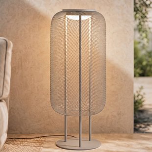 Lucande LED vloerlamp Korvyn, steengrijs, hoogte 80 cm, IP44