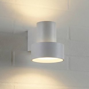 Lucande LED buiten wandlamp Elune, lichtgrijs, IP44, up/down