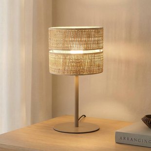 TK Lighting Tafellamp Calma, beige, raffia, hoogte 38 cm, E27