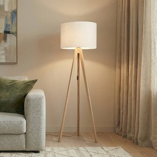 TK Lighting Vloerlamp Grand, crème/dennenhout, hoogte 145 cm, E27