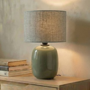 TK Lighting Tafellamp Melody, olijfgroen, textiel, hoogte 48 cm, E27