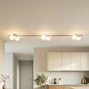 TK Lighting Plafondlamp Imelo, bruin, 6-lamps, glas, lengte 200 cm