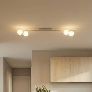TK Lighting Plafondlamp Imelo, crème, 4-lamps, glas, lengte 140 cm